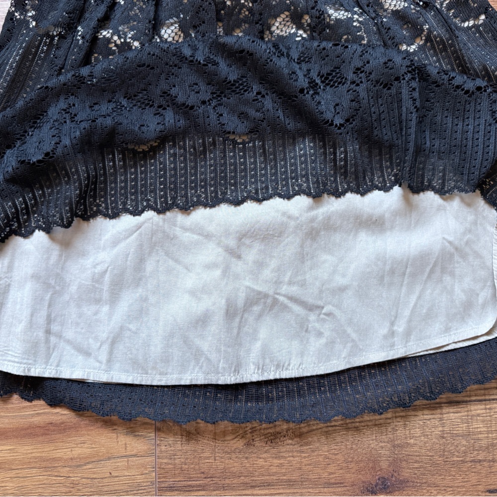 Free People “Rocco” Babydoll Black Lace Mini Dress Size 2 - Picture 11 of 13